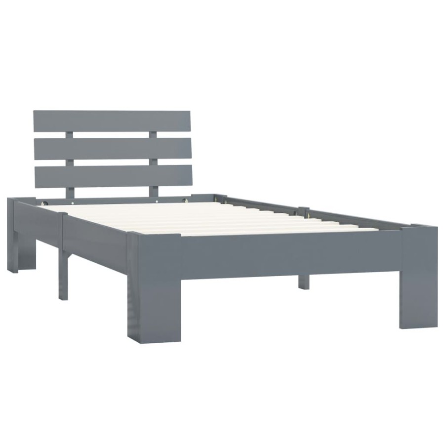 Bedden & Accessoires vidaXL | Vidaxl Bedframe Massief Grenenhout Grijs 90X200 Cm