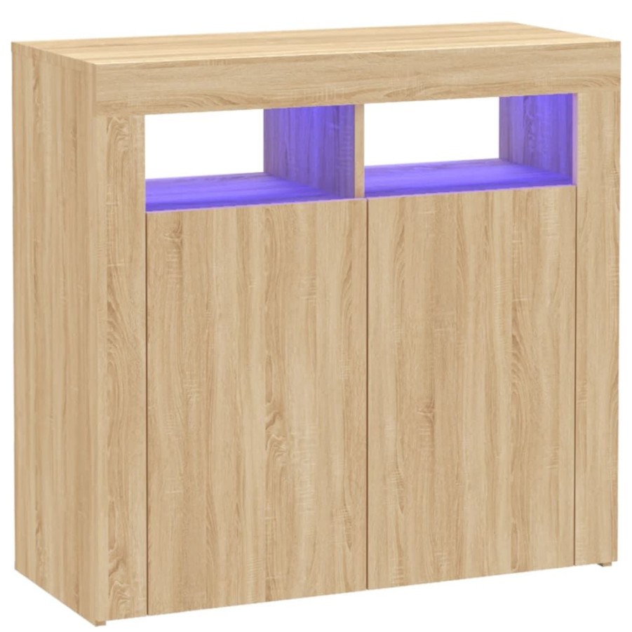 Kasten & Opbergmeubelen vidaXL | Vidaxl Dressoir Met Led-Verlichting 80X35X75 Cm Sonoma Eikenkleurig