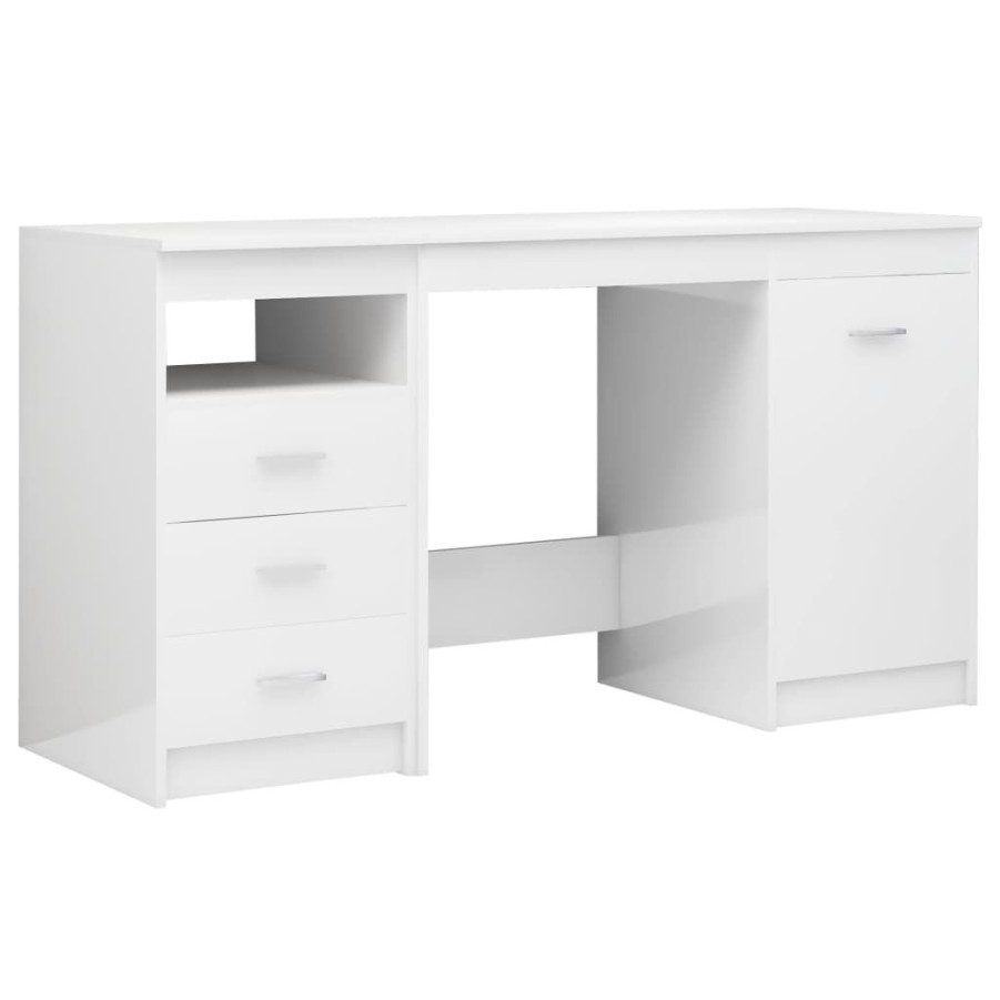 Kantoormeubelen vidaXL | Vidaxl Bureau 140X50X76 Cm Spaanplaat Hoogglans Wit