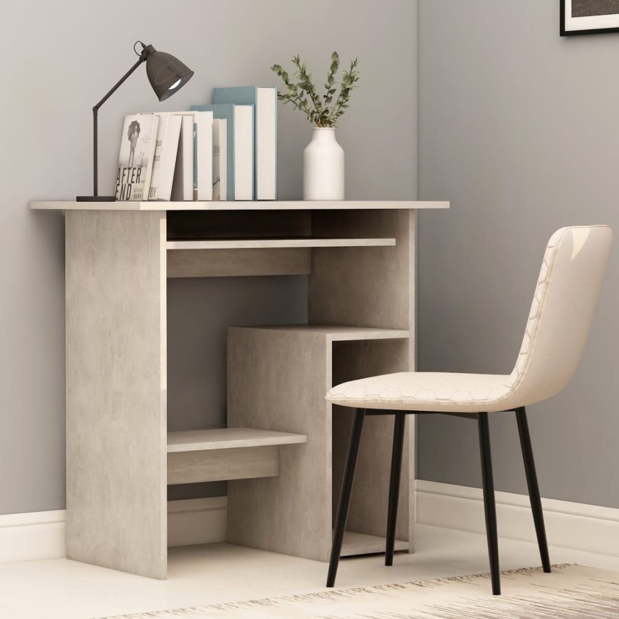 Kantoormeubelen vidaXL | Vidaxl Bureau 80X45X74 Cm Spaanplaat Betongrijs