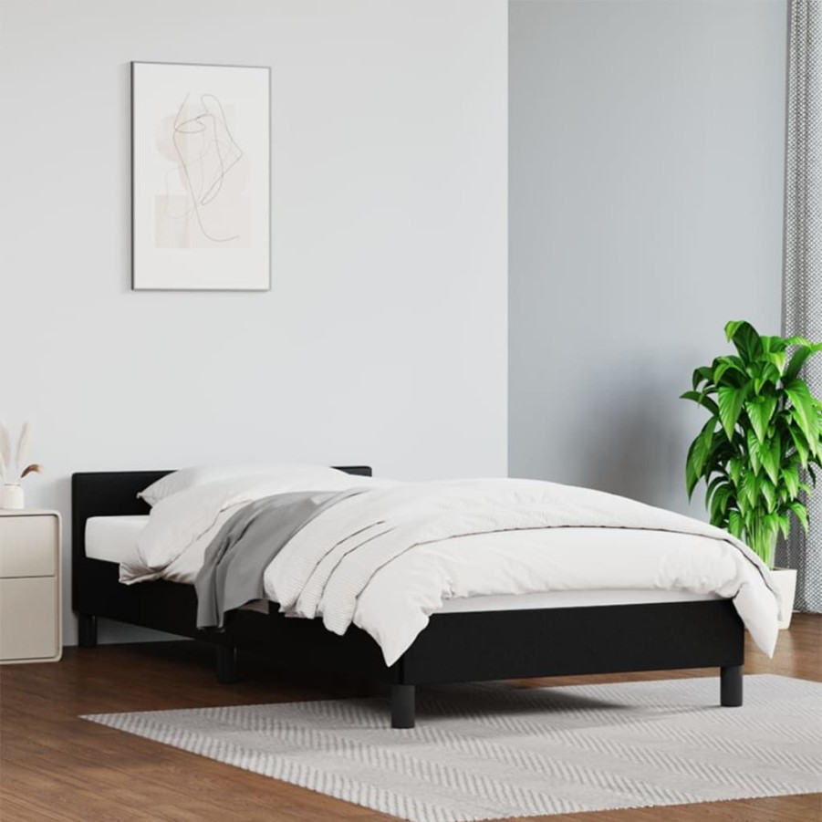 Bedden & Accessoires vidaXL | Vidaxl Bedframe Met Hoofdbord Kunstleer Zwart 80X200 Cm