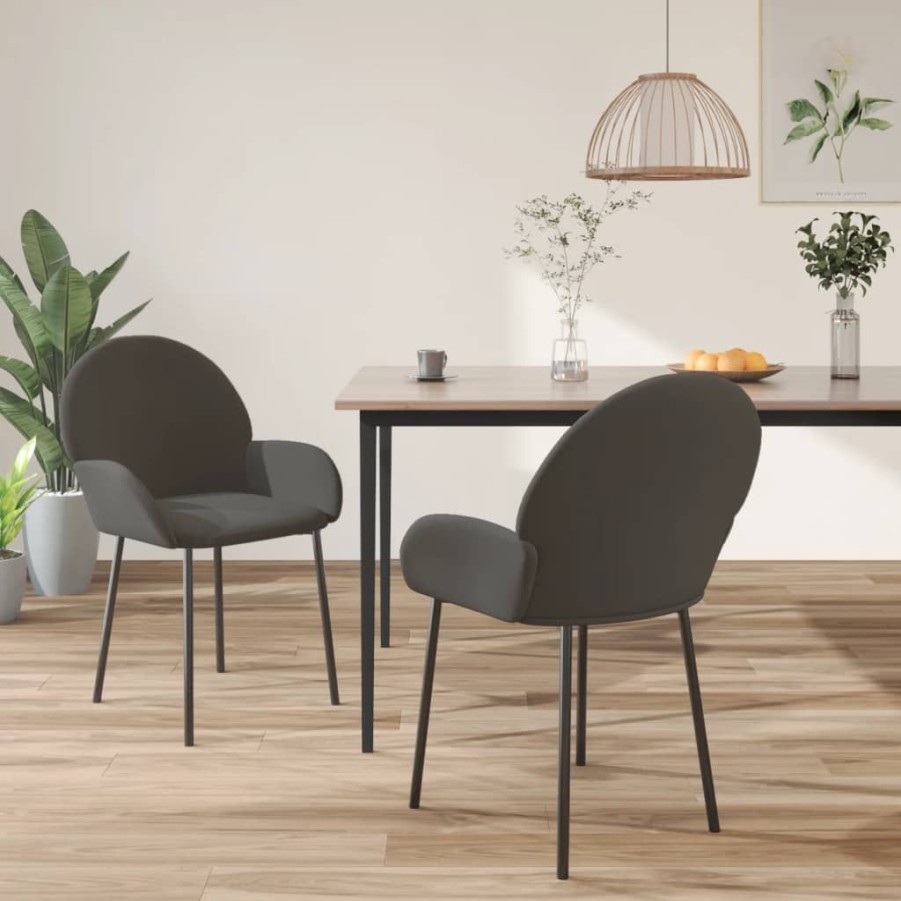 Stoelen vidaXL | Vidaxl Eetkamerstoelen 2 St Fluweel Donkergrijs