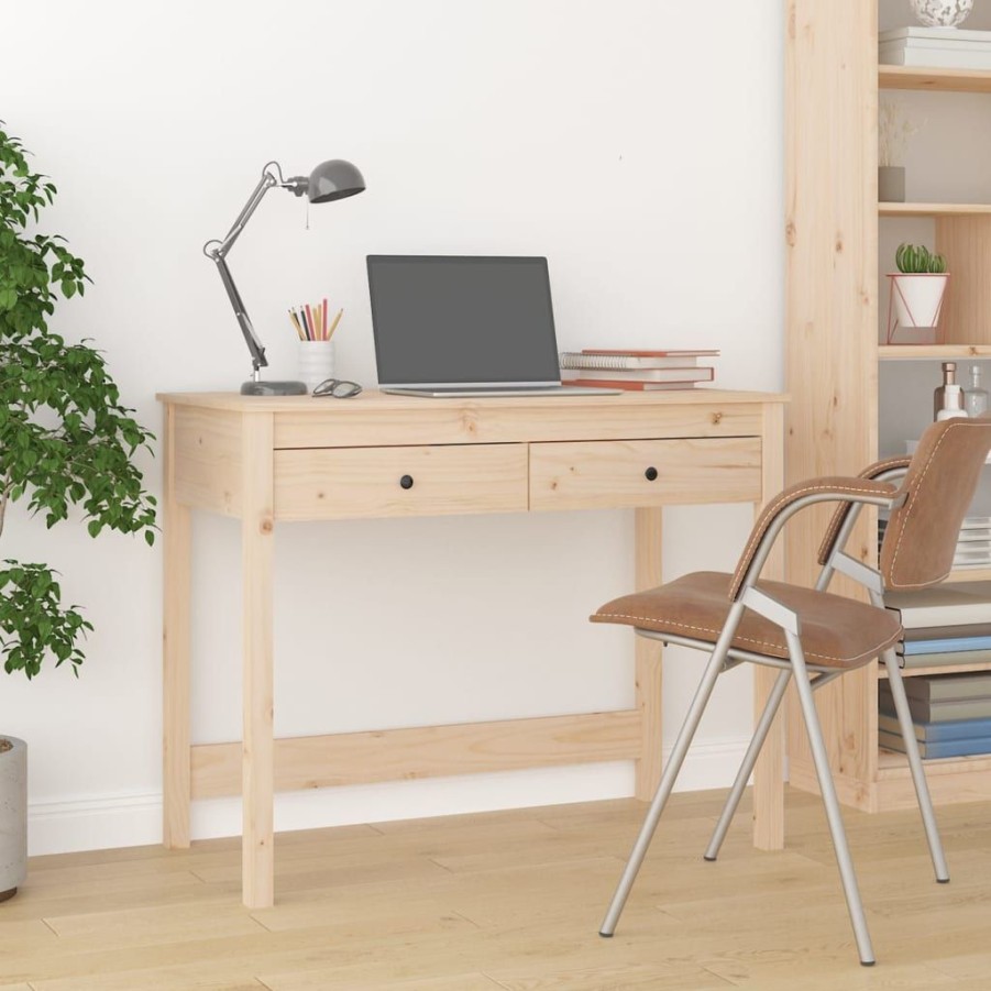 Kantoormeubelen vidaXL | Vidaxl Bureau Met Lades 100X50X78 Cm Massief Grenenhout