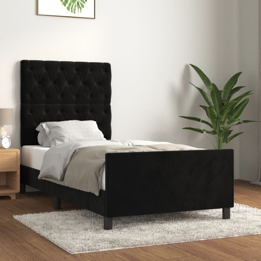 Bedden & Accessoires vidaXL | Vidaxl Bedframe Met Hoofdeinde Fluweel Zwart 80X200 Cm