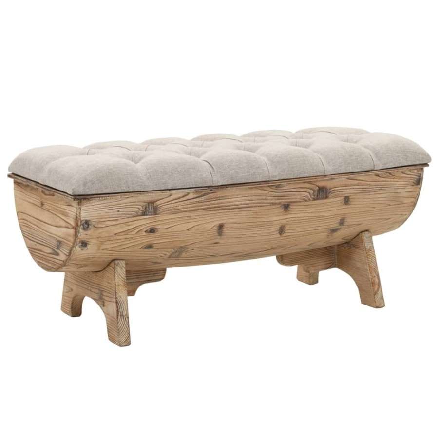 Bankjes vidaXL | Vidaxl Opbergbankje 103X51X44 Cm Massief Hout En Stof