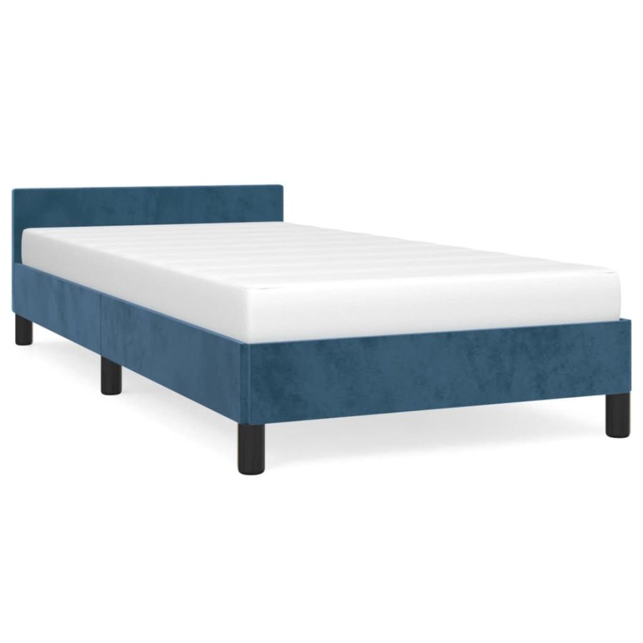 Bedden & Accessoires vidaXL | Vidaxl Bedframe Met Hoofdeinde Fluweel Donkerblauw 80X200 Cm