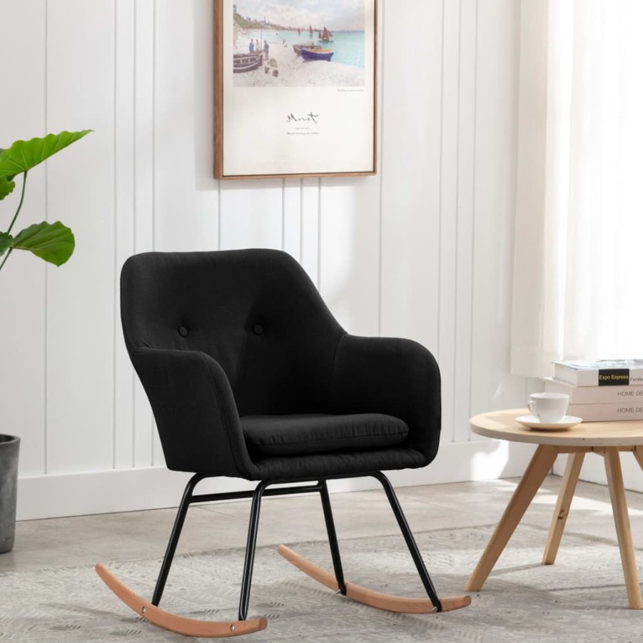 Stoelen vidaXL | Vidaxl Schommelstoel Stof Zwart