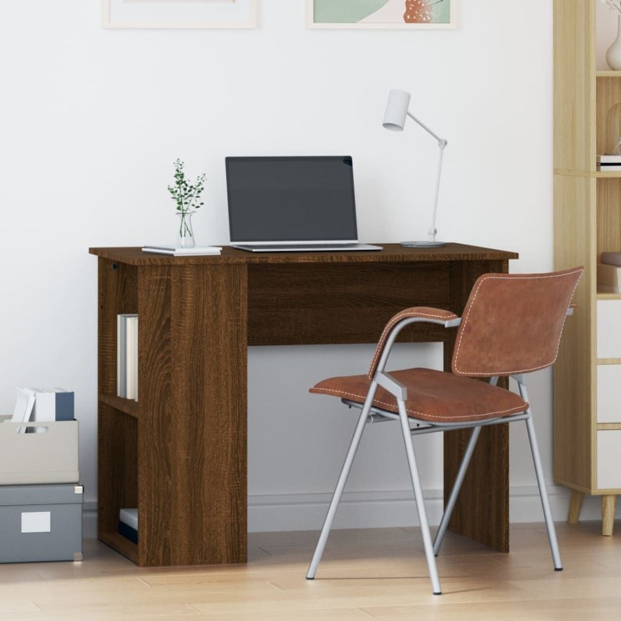 Kantoormeubelen vidaXL | Vidaxl Bureau 100X55X75 Cm Bewerkt Hout Bruin Eikenkleur