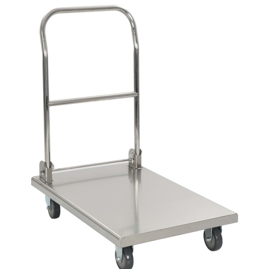 Trolleys vidaXL | Vidaxl Platformwagen 82X53X86 Cm Roestvrij Staal Zilverkleurig