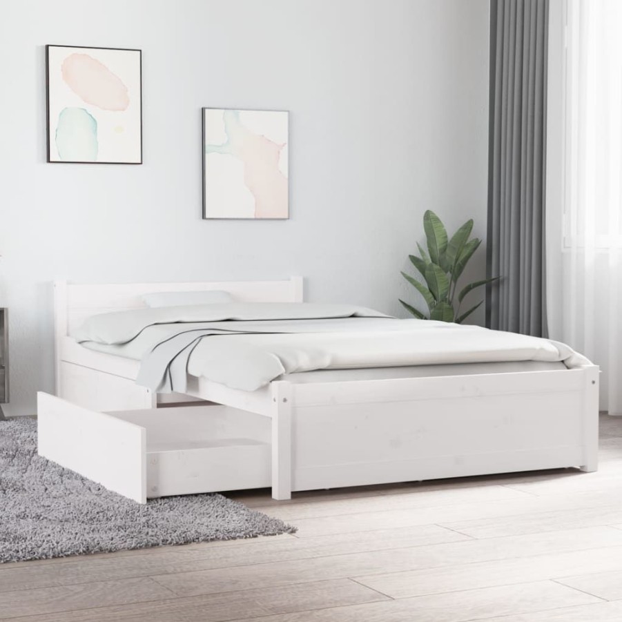 Bedden & Accessoires vidaXL | Vidaxl Bedframe Met Lades Wit 90X200 Cm