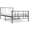 Bedden & Accessoires vidaXL | Vidaxl Bedframe Met Hoofd- En Voeteneinde Metaal Zwart 75X190 Cm