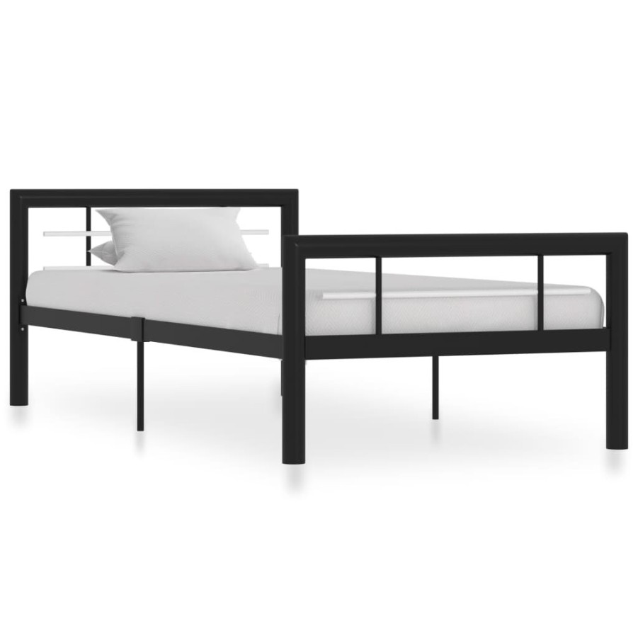 Bedden & Accessoires vidaXL | Vidaxl Bedframe Metaal Zwart En Wit 100X200 Cm