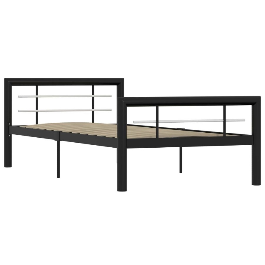 Bedden & Accessoires vidaXL | Vidaxl Bedframe Metaal Zwart En Wit 100X200 Cm