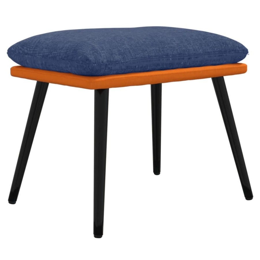 Poefs vidaXL | Vidaxl Voetenbank 45X29,5X35 Cm Stof En Kunstleer Blauw En Oranje