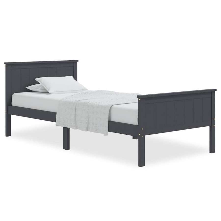 Bedden & Accessoires vidaXL | Vidaxl Bedframe Massief Grenenhout Grijs 100X200 Cm