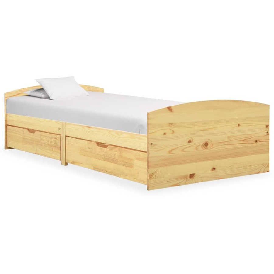 Bedden & Accessoires vidaXL | Vidaxl Bedframe Met 2 Lades Massief Grenenhout 90X200 Cm