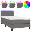 Bedden & Accessoires vidaXL | Vidaxl Boxspring Met Matras En Led Kunstleer Grijs 80X200 Cm