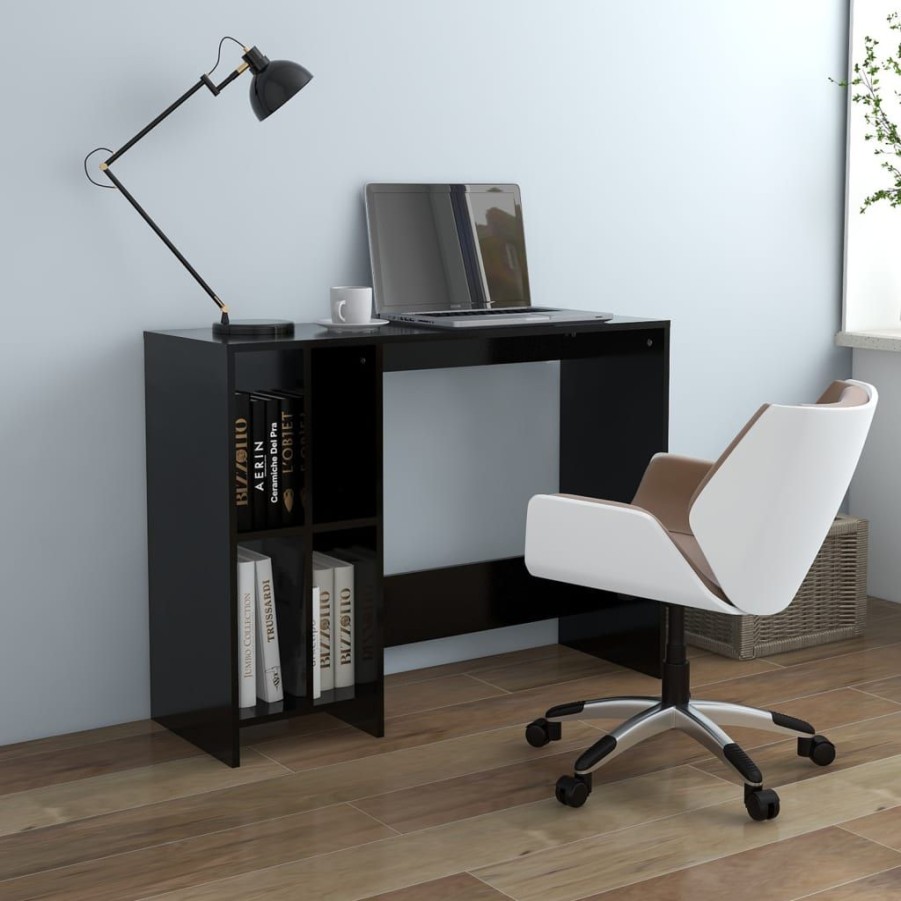 Kantoormeubelen vidaXL | Vidaxl Bureau 102,5X35X75 Cm Spaanplaat Zwart