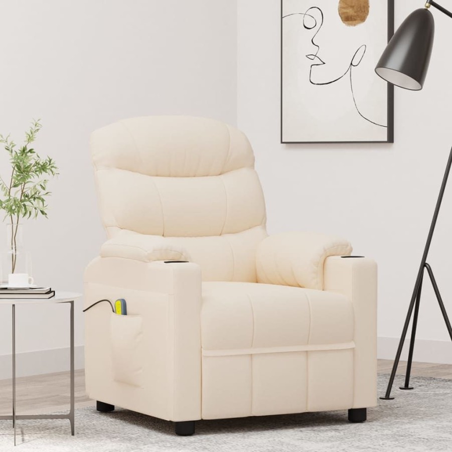 Stoelen vidaXL | Vidaxl Massagestoel Stof Cremekleurig