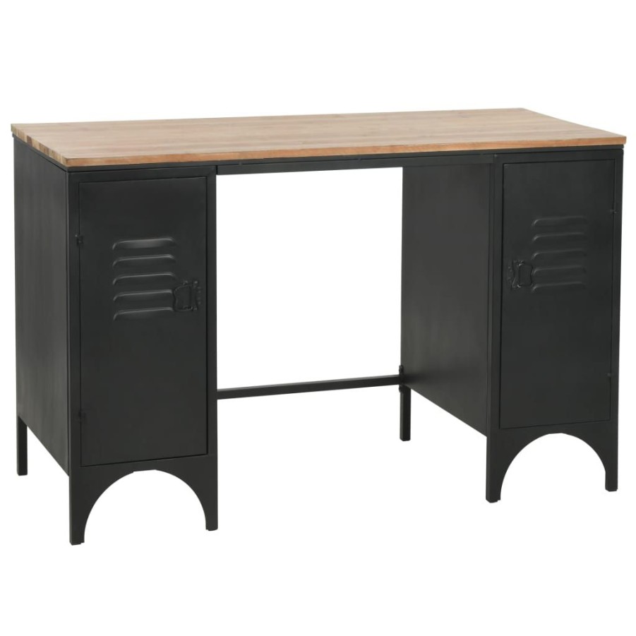 Kantoormeubelen vidaXL | Vidaxl Bureau 120X50X76 Cm Massief Vurenhout En Staal