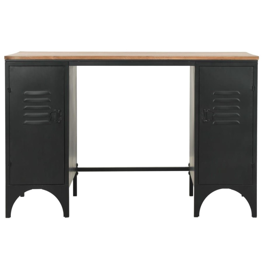 Kantoormeubelen vidaXL | Vidaxl Bureau 120X50X76 Cm Massief Vurenhout En Staal