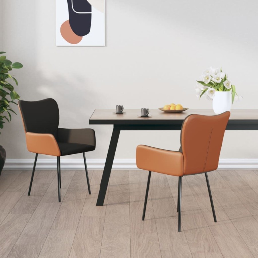 Stoelen vidaXL | Vidaxl Eetkamerstoelen 2 St Stof En Kunstleer Donkergrijs