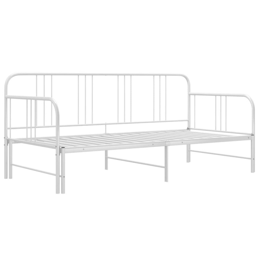 Bedden & Accessoires vidaXL | Vidaxl Slaapbankframe Uittrekbaar Metaal Wit 90X200 Cm