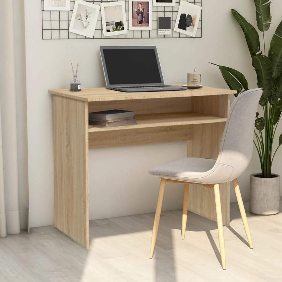 Kantoormeubelen vidaXL | Vidaxl Bureau 90X50X74 Cm Bewerkt Hout Sonoma Eikenkleurig