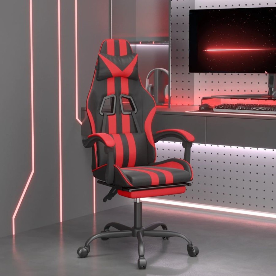 Stoelen vidaXL | Vidaxl Gamestoel Met Voetensteun Kunstleer Zwart En Rood