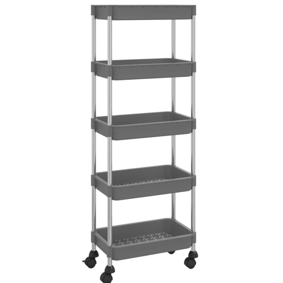 Trolleys vidaXL | Vidaxl Keukentrolley 5-Laags 42X29X128 Cm Ijzer En Abs Grijs