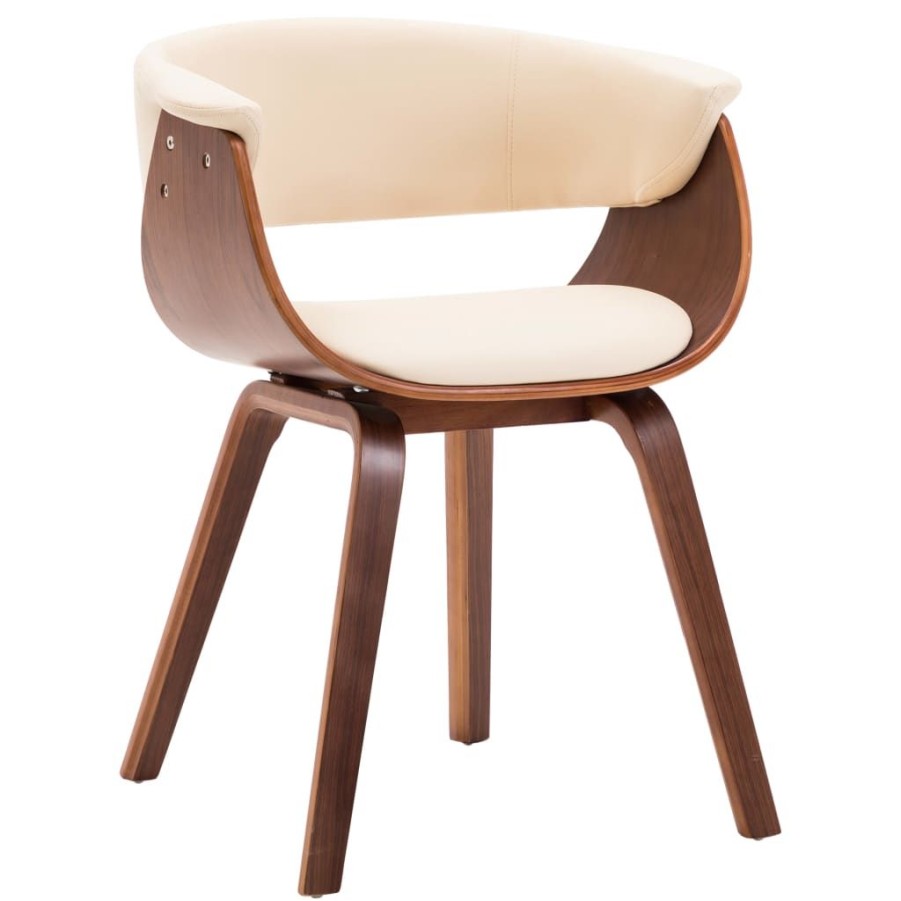 Stoelen vidaXL | Vidaxl Eetkamerstoel Gebogen Hout En Kunstleer Creme