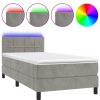 Bedden & Accessoires vidaXL | Vidaxl Boxspring Met Matras En Led Fluweel Lichtgrijs 80X200 Cm