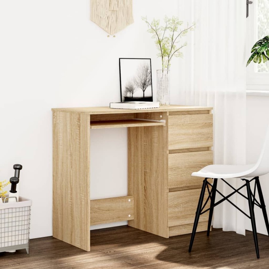 Kantoormeubelen vidaXL | Vidaxl Bureau 90X45X76 Cm Spaanplaat Sonoma Eikenkleurig