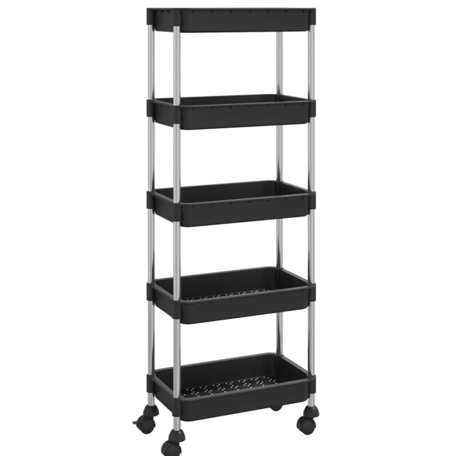 Trolleys vidaXL | Vidaxl Keukentrolley 5-Laags 42X29X128 Cm Ijzer En Abs Zwart