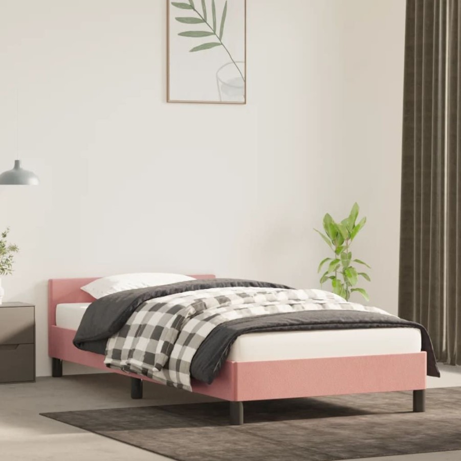 Bedden & Accessoires vidaXL | Vidaxl Bedframe Met Hoofdeinde Fluweel Roze 80X200 Cm