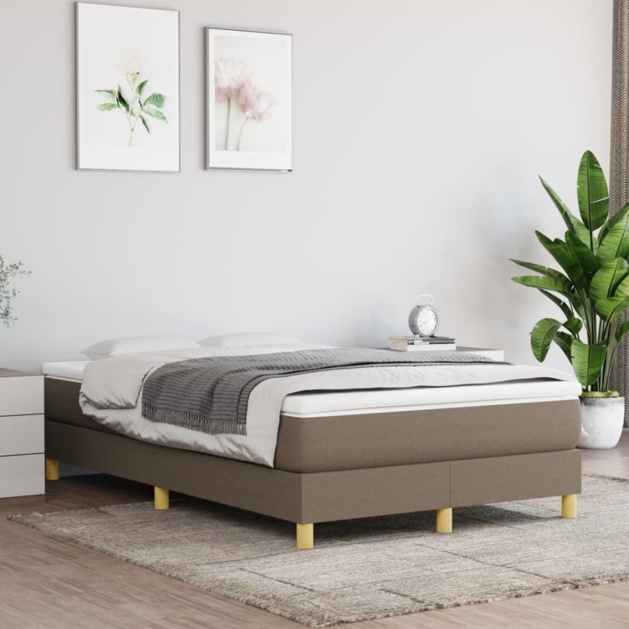 Bedden & Accessoires vidaXL | Vidaxl Boxspring Met Matras Stof Taupe 120X200 Cm