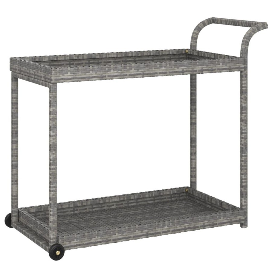 Trolleys vidaXL | Vidaxl Serveerwagen 100X45X83 Cm Poly Rattan Grijs