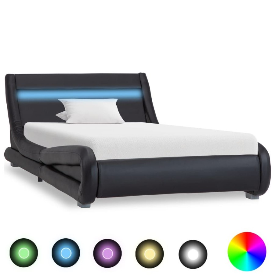 Bedden & Accessoires vidaXL | Vidaxl Bedframe Met Led Kunstleer Zwart 90X200 Cm