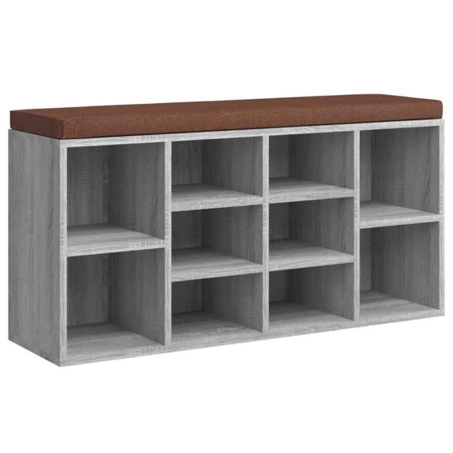 Bankjes vidaXL | Vidaxl Schoenenbank 103X30X48 Cm Bewerkt Hout Grijs Sonoma Eikenkleur