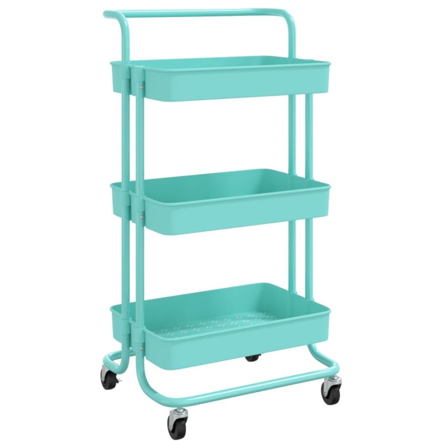 Trolleys vidaXL | Vidaxl Keukentrolley 3-Laags 42X35X85 Cm Ijzer En Abs Turquoise