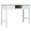 Kantoormeubelen vidaXL | Vidaxl Bureau 108X45X76 Cm Massief Paulowniahout Wit