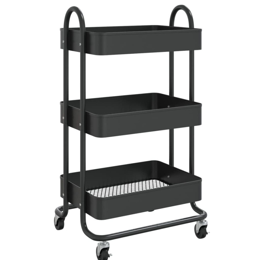 Trolleys vidaXL | Vidaxl Trolley 3-Laags 43X34X79 Cm Staal Zwart