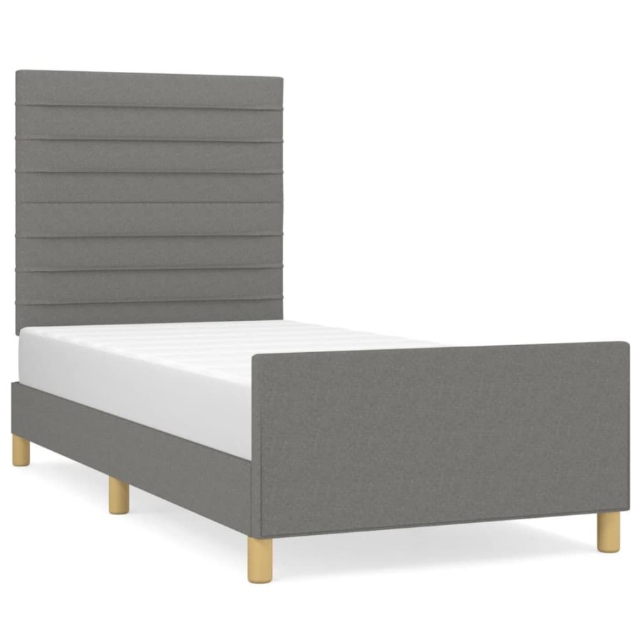 Bedden & Accessoires vidaXL | Vidaxl Bedframe Met Hoofdbord Stof Donkergrijs 80X200 Cm