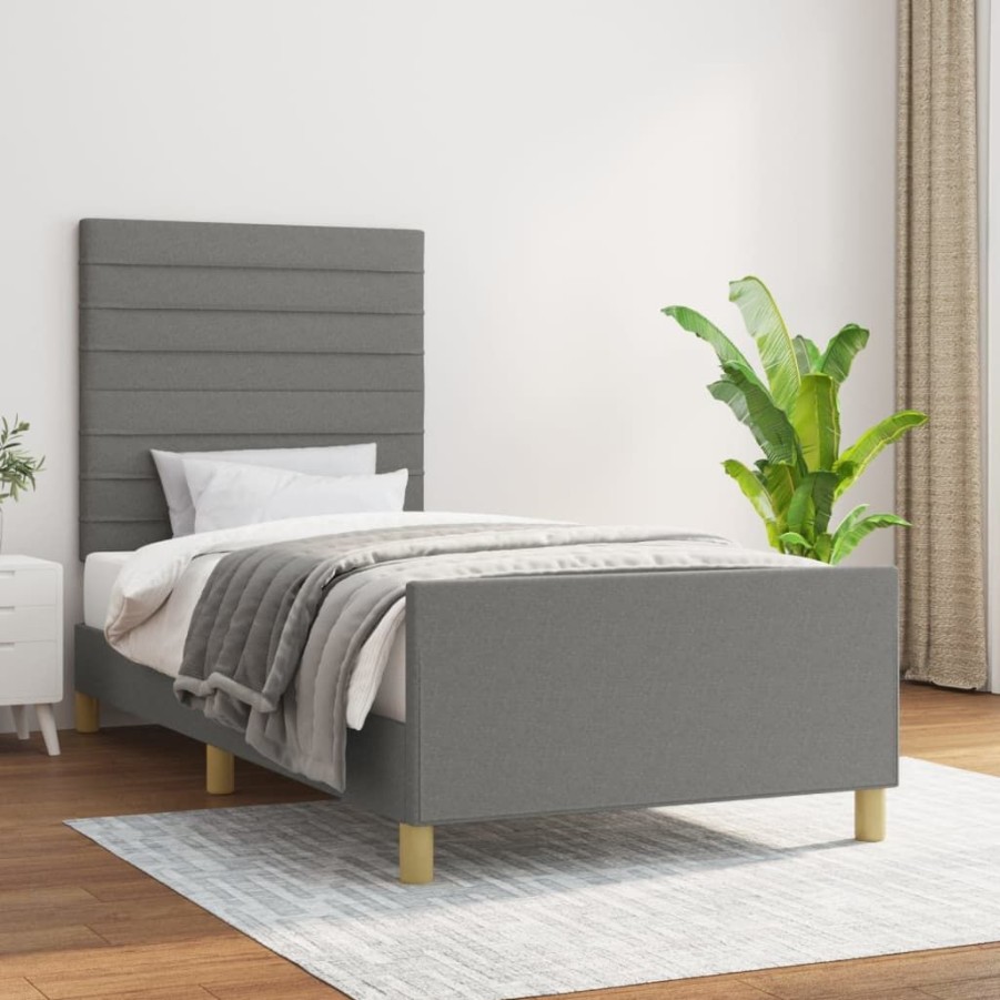 Bedden & Accessoires vidaXL | Vidaxl Bedframe Met Hoofdbord Stof Donkergrijs 80X200 Cm