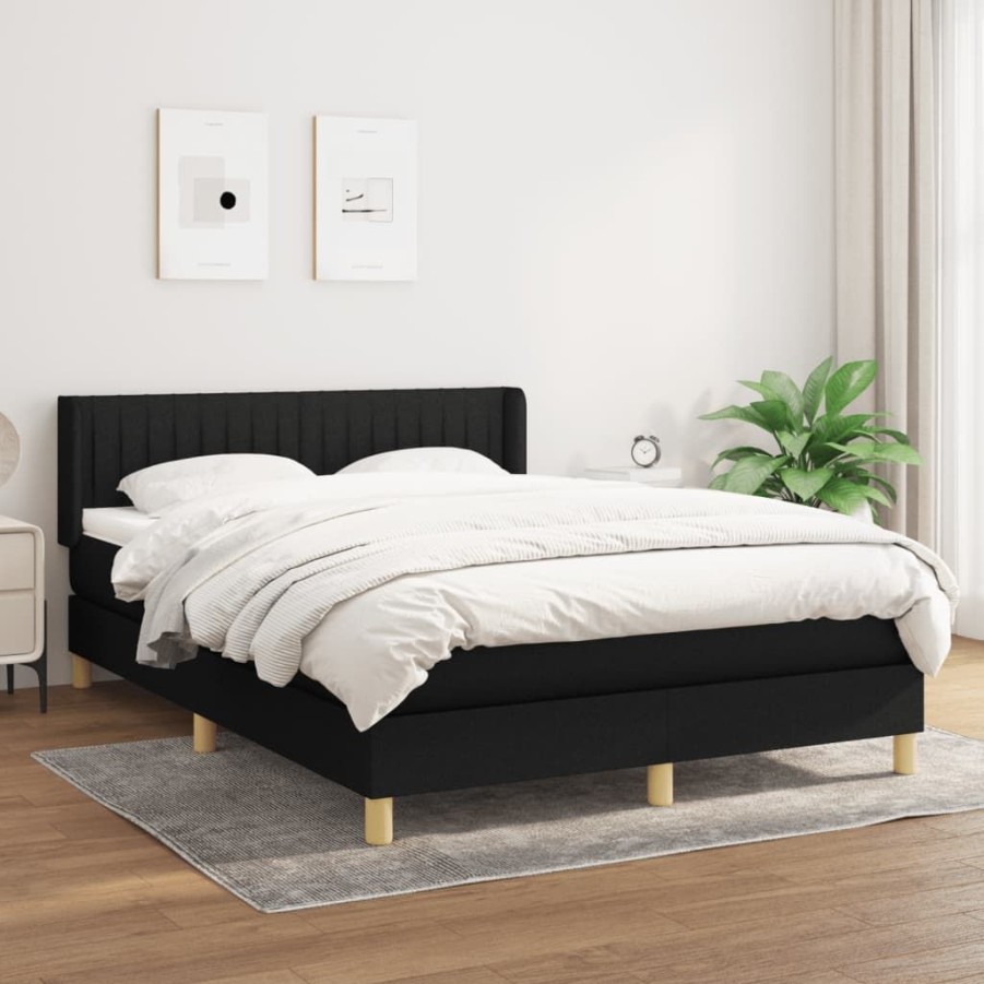 Bedden & Accessoires vidaXL | Vidaxl Boxspring Met Matras Stof Zwart 140X190 Cm