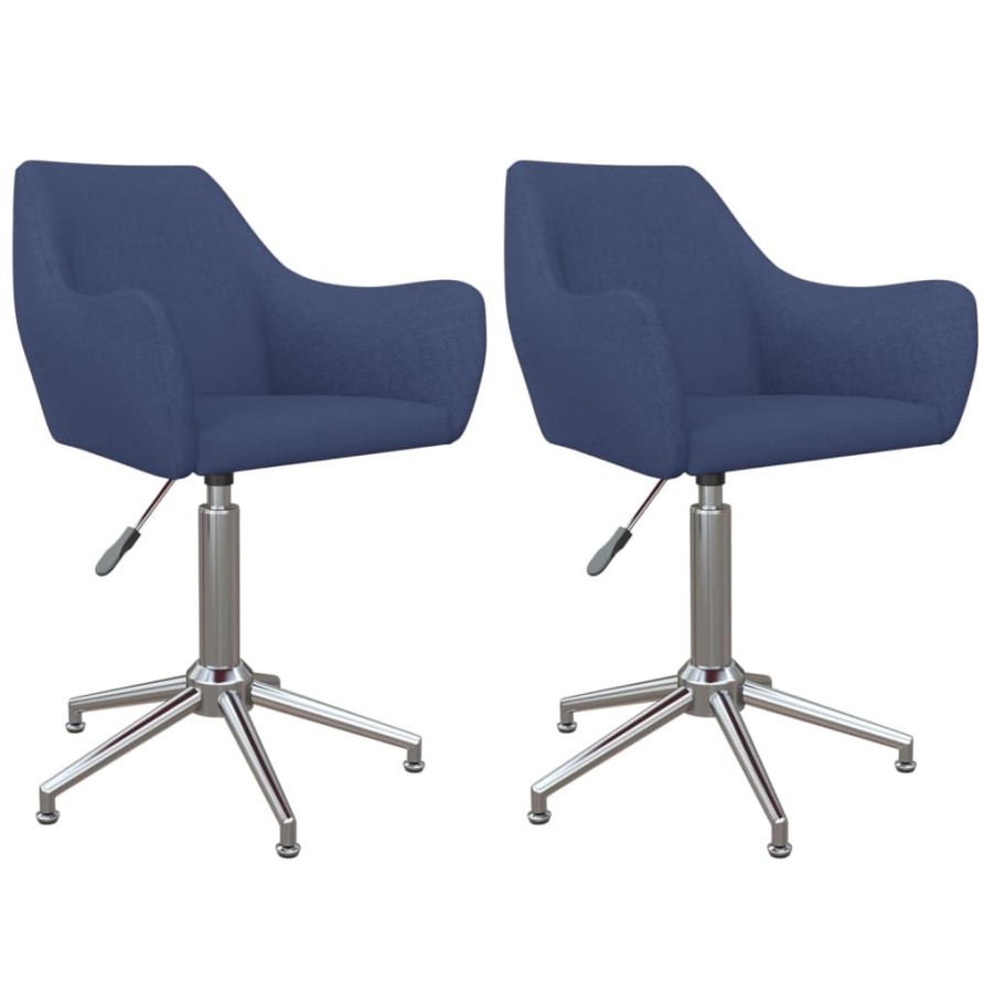 Stoelen vidaXL | Vidaxl Eetkamerstoelen 2 St Draaibaar Stof Blauw