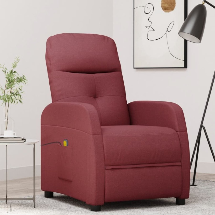 Stoelen vidaXL | Vidaxl Massagestoel Stof Wijnrood