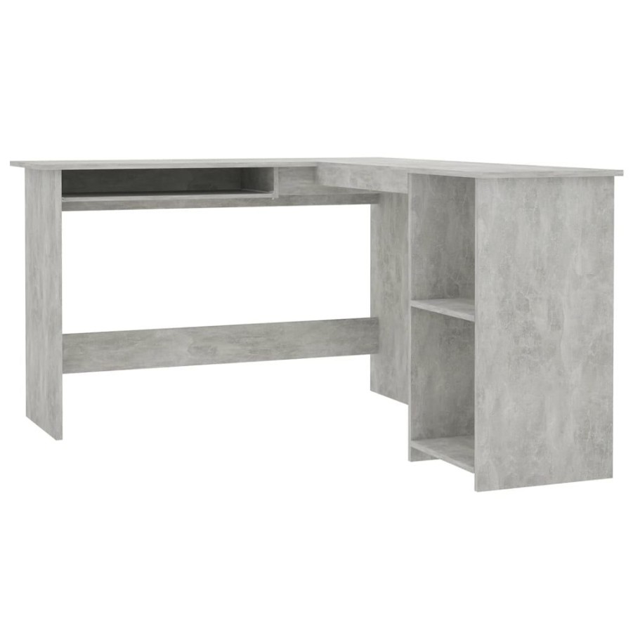 Kantoormeubelen vidaXL | Vidaxl Hoekbureau L-Vormig 120X140X75 Cm Bewerkt Hout Betongrijs