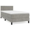 Bedden & Accessoires vidaXL | Vidaxl Boxspring Met Matras Fluweel Lichtgrijs 90X190 Cm