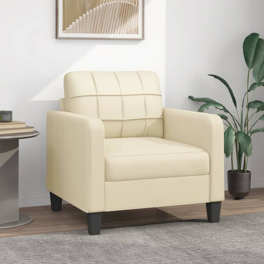 Banken vidaXL | Vidaxl Fauteuil 60 Cm Kunstleer Cremekleurig